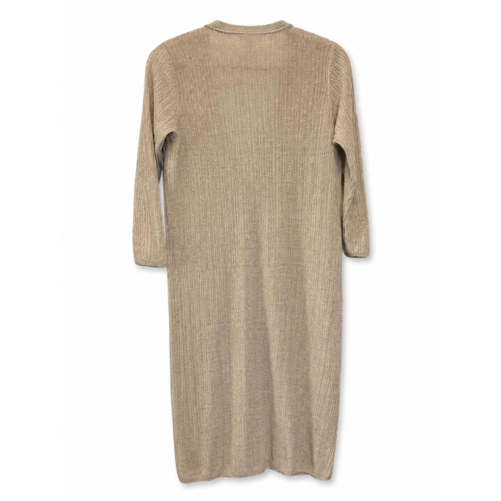 Eileen Fisher Womens M Tan Organic Linen Ribbed Button Front Cardigan Classic - Picture 2 of 7